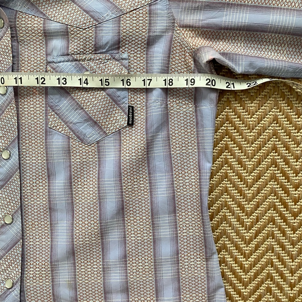 Patagonia Drifter Western Pearl Snap Button Lavender Plaid Shirt Women's Large - Picture 14 of 16